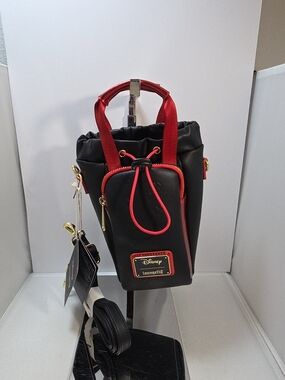 Loungefly Disney Minnie Mouse Metallic Red Embossed Water Bottle/ Crossbody Bag